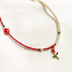 Red Rose Charm Choker