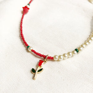 Red Rose Charm Choker